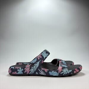 Spenco Fusion Slim Black Tropical Slide Slip On Comfort Sandals Women's Size 8
